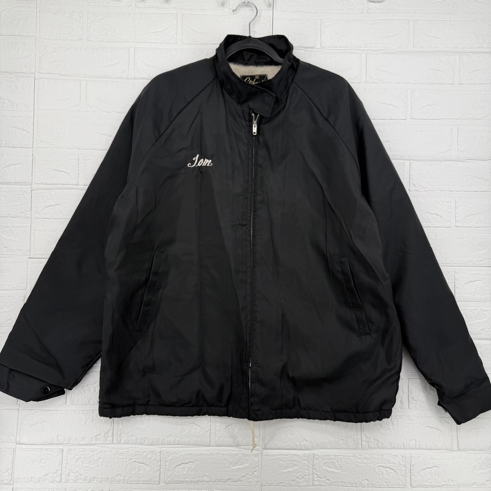 California Jacket Mens XL Black Windbreaker Faux Fur Lined Workwear Tom Personal